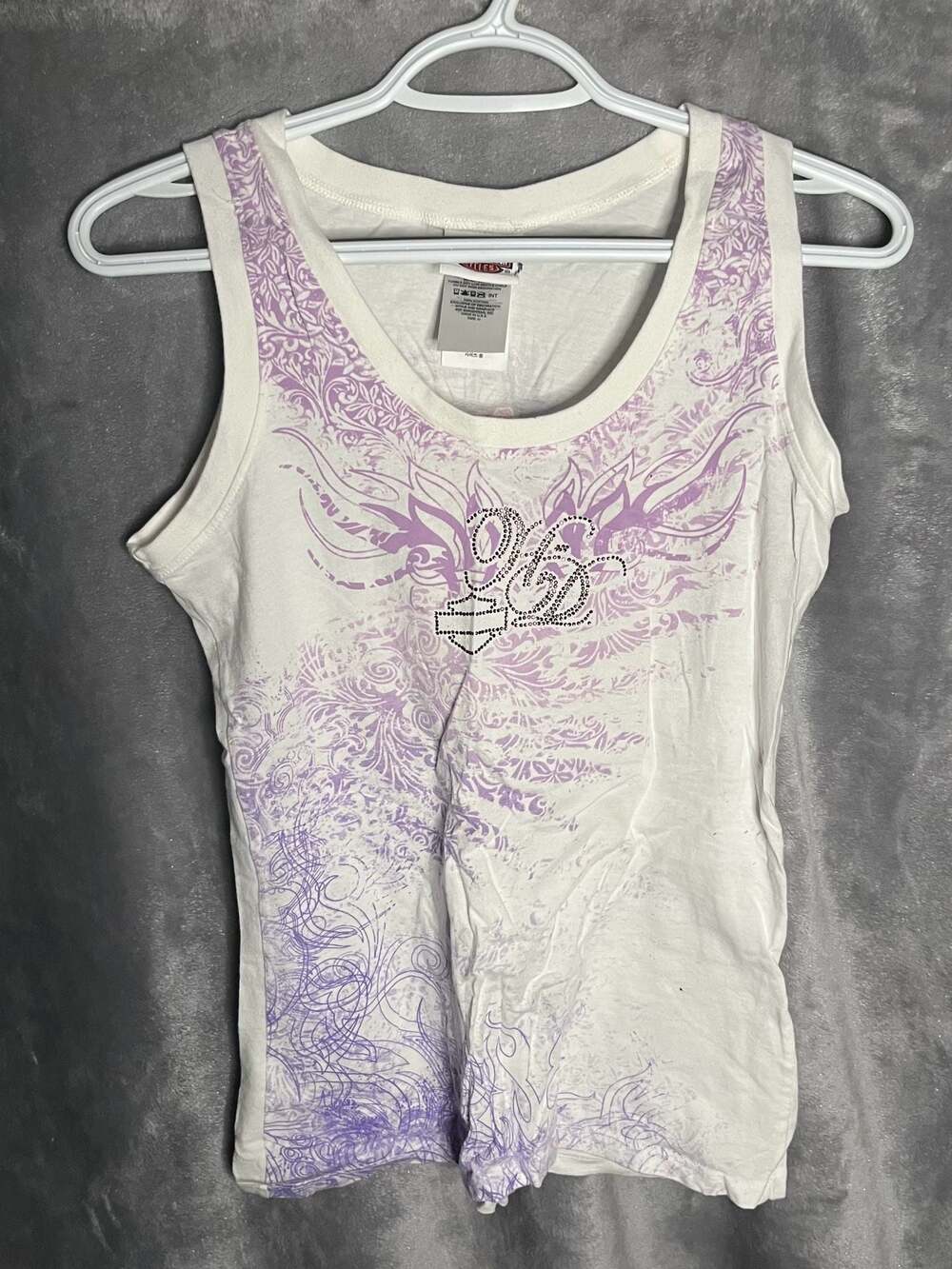 Vintage Harley-Davidson Wolverine Clinton Township MI White and Purple Graphic T